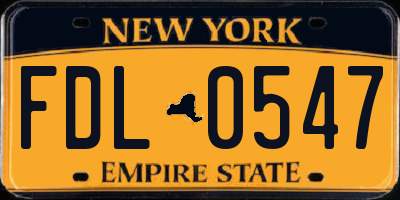 NY license plate FDL0547