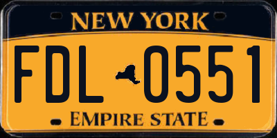 NY license plate FDL0551