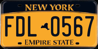 NY license plate FDL0567