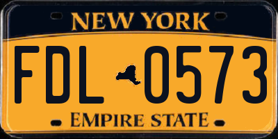 NY license plate FDL0573