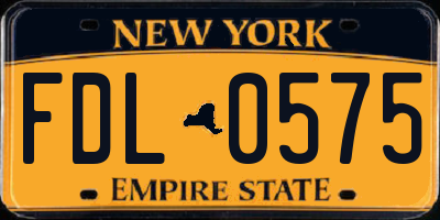 NY license plate FDL0575
