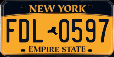 NY license plate FDL0597