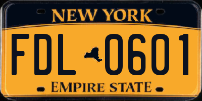 NY license plate FDL0601