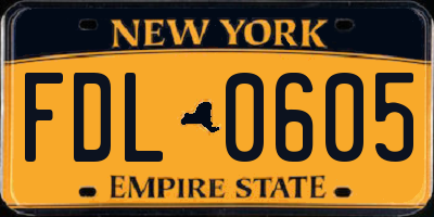 NY license plate FDL0605