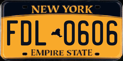 NY license plate FDL0606