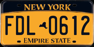 NY license plate FDL0612