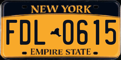 NY license plate FDL0615