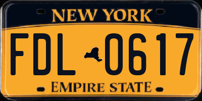 NY license plate FDL0617