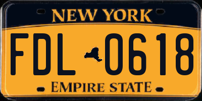 NY license plate FDL0618
