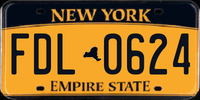 NY license plate FDL0624