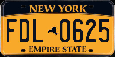 NY license plate FDL0625