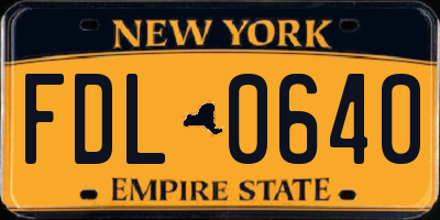 NY license plate FDL0640
