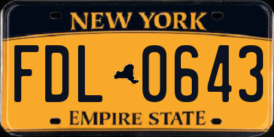 NY license plate FDL0643