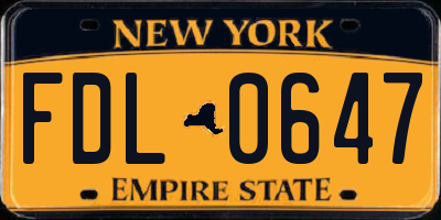 NY license plate FDL0647