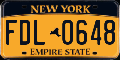 NY license plate FDL0648