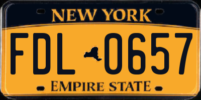 NY license plate FDL0657