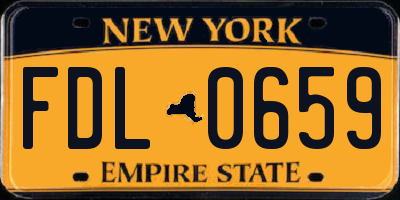 NY license plate FDL0659