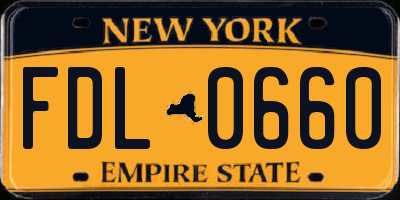 NY license plate FDL0660