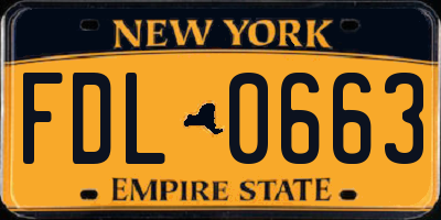 NY license plate FDL0663