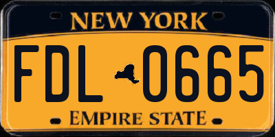 NY license plate FDL0665