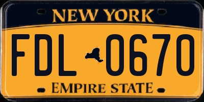 NY license plate FDL0670