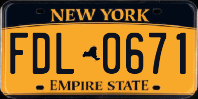 NY license plate FDL0671