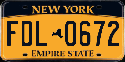 NY license plate FDL0672