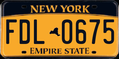 NY license plate FDL0675