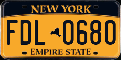 NY license plate FDL0680