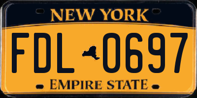 NY license plate FDL0697