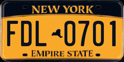 NY license plate FDL0701