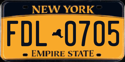 NY license plate FDL0705