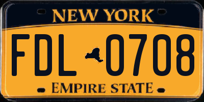NY license plate FDL0708