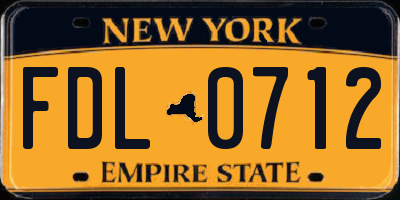 NY license plate FDL0712