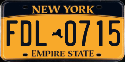 NY license plate FDL0715