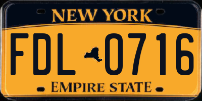 NY license plate FDL0716