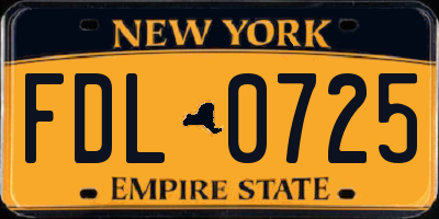 NY license plate FDL0725