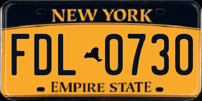 NY license plate FDL0730