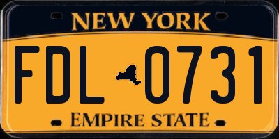 NY license plate FDL0731