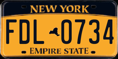 NY license plate FDL0734