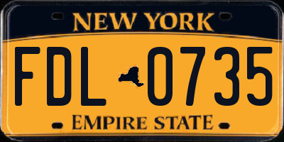 NY license plate FDL0735