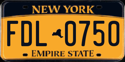 NY license plate FDL0750