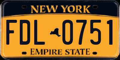 NY license plate FDL0751