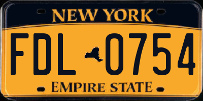 NY license plate FDL0754