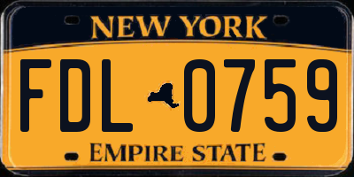 NY license plate FDL0759