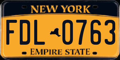 NY license plate FDL0763