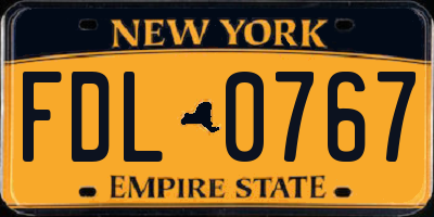 NY license plate FDL0767