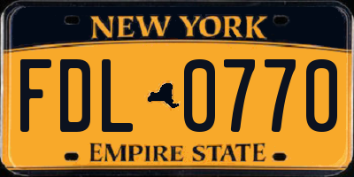 NY license plate FDL0770