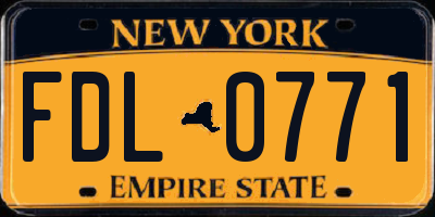 NY license plate FDL0771