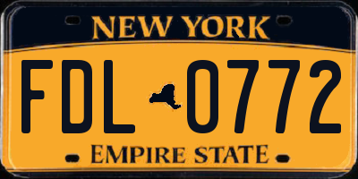 NY license plate FDL0772